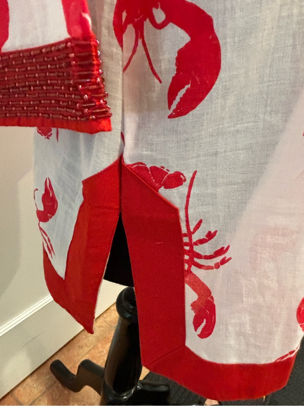 Barbara Gerwit Beaded Lobster Tunic White Red White Womens M Coastal Lobster - Picture 6 of 15